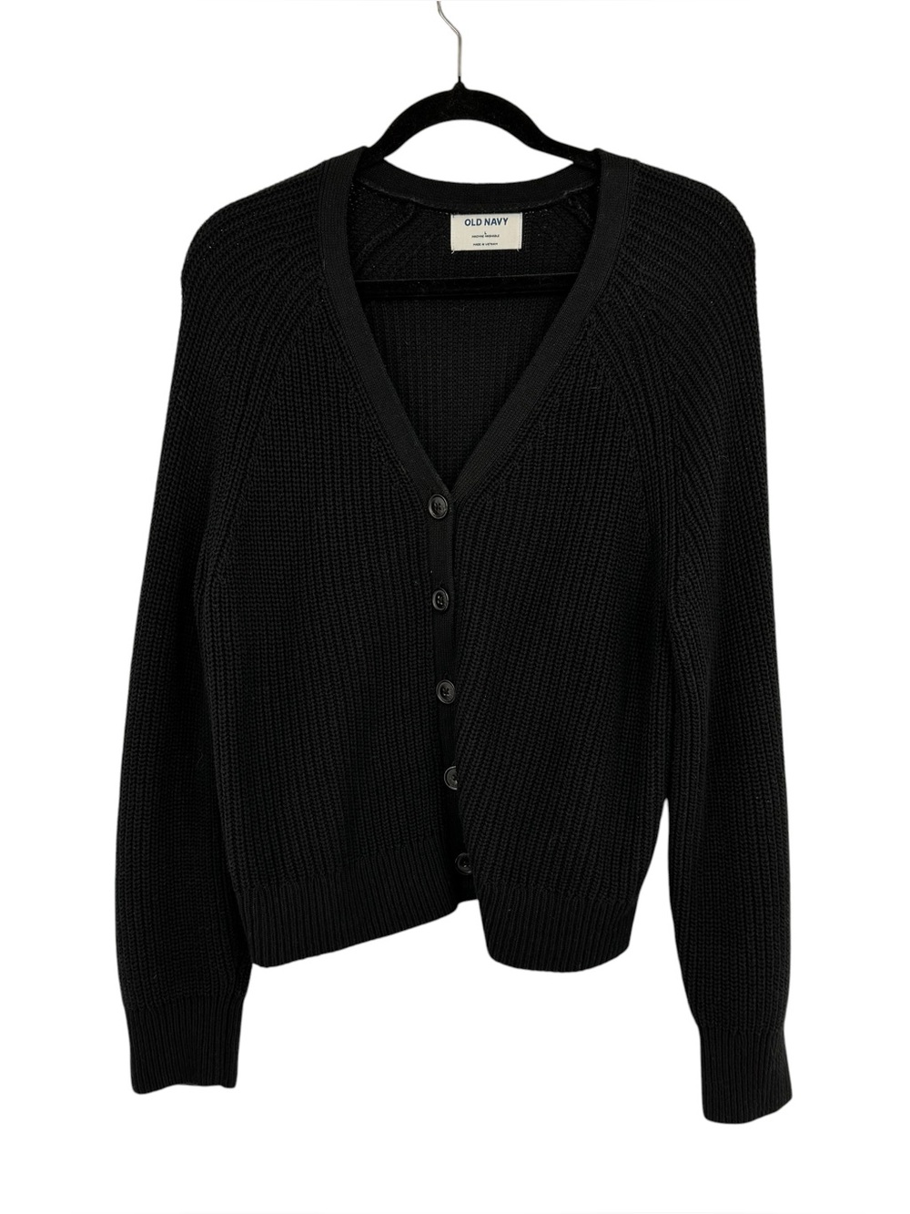 NWOTS Old Navy Size Large Black Knit Relaxed Cotton V-Neck Cardigan Sweater